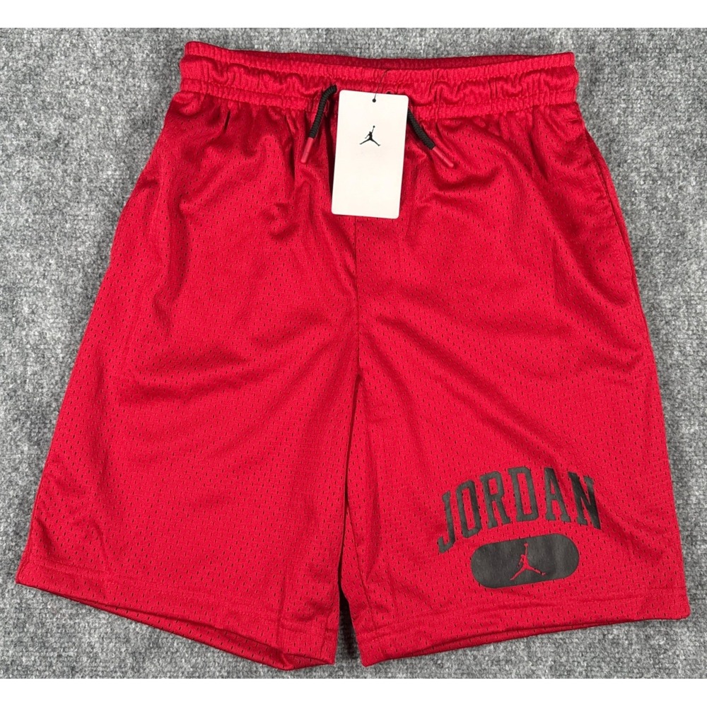 Jordan Boys Large 12-13 Yrs Gym Red Mesh Athletic Basketball Shorts NWT